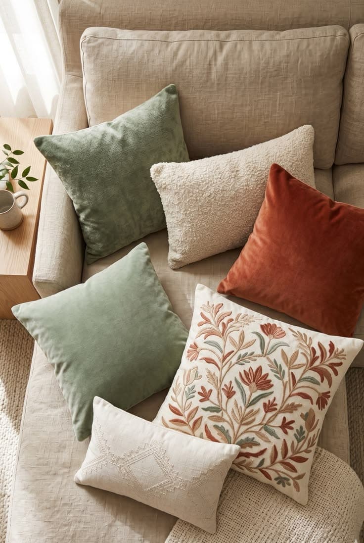 Cushions styled on a sofa — example 4